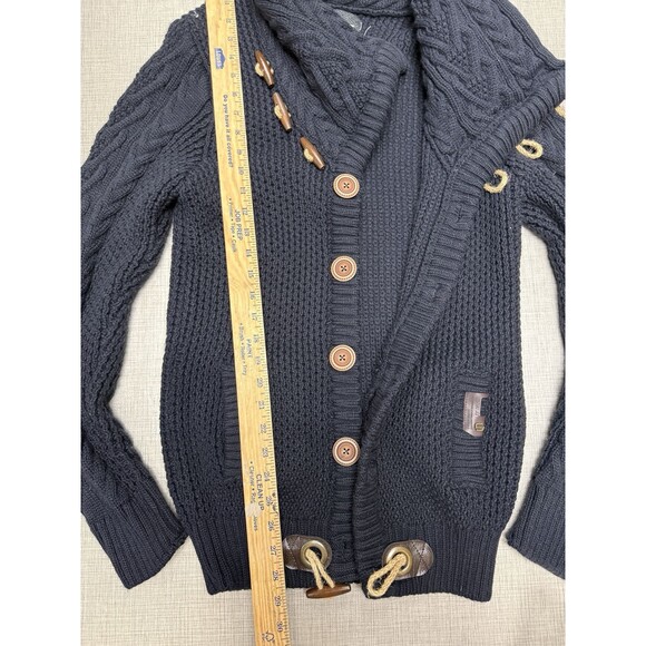 LEIF NELSON KNITTED JACKET TURTLENECK CARDIGAN Large Toggle Blue Runs Small - Picture 6 of 10